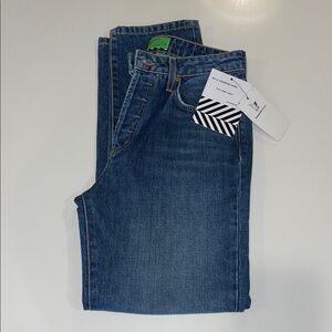 NWT Sandrine Rose X Free People Indigo Straight Leg button fly Denim Size 27.